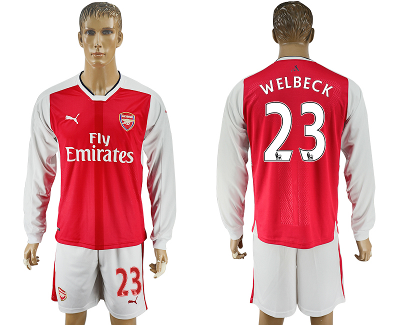 2016-17 Arsenal 23 WELBECK Home Long Sleeve Soccer Jersey