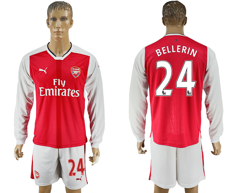 2016-17 Arsenal 24 BELLERIN Home Long Sleeve Soccer Jersey