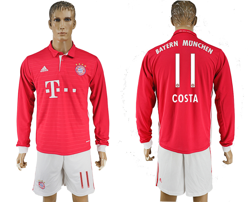 2016-17 Bayern Munich 11 COSTA Home Long Sleeve Soccer Jersey