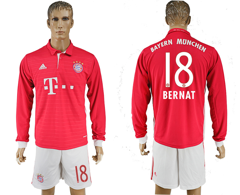 2016-17 Bayern Munich 18 BERNAT Home Long Sleeve Soccer Jersey