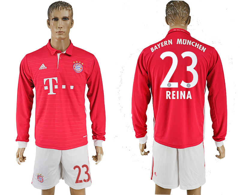 2016-17 Bayern Munich 23 REINA Home Long Sleeve Soccer Jersey