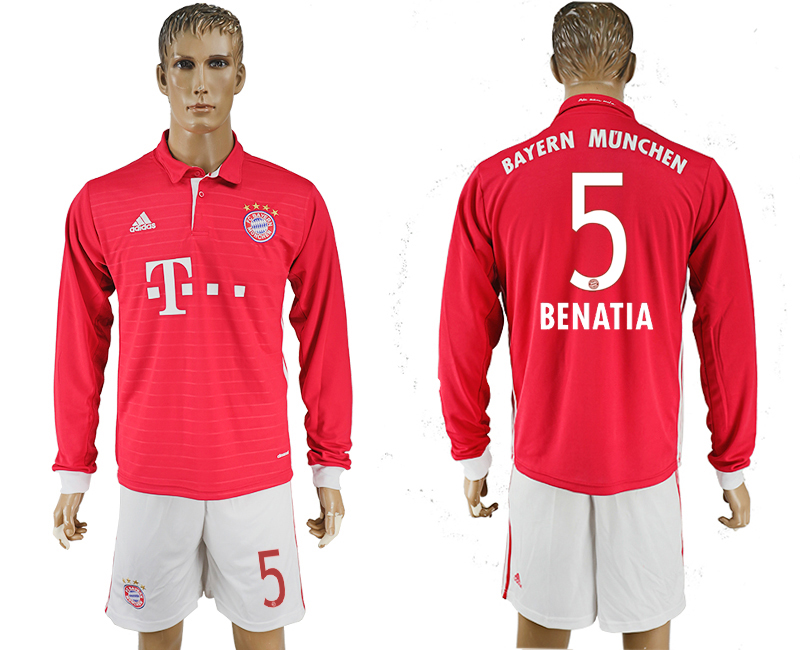 2016-17 Bayern Munich 5 BENATIA Home Long Sleeve Soccer Jersey