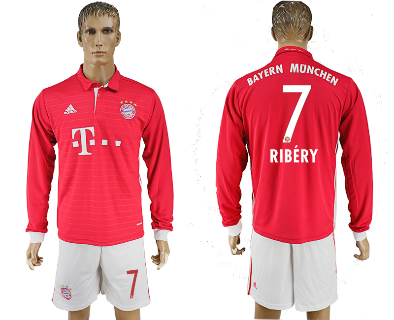2016-17 Bayern Munich 7 RIBERY Home Long Sleeve Soccer Jersey