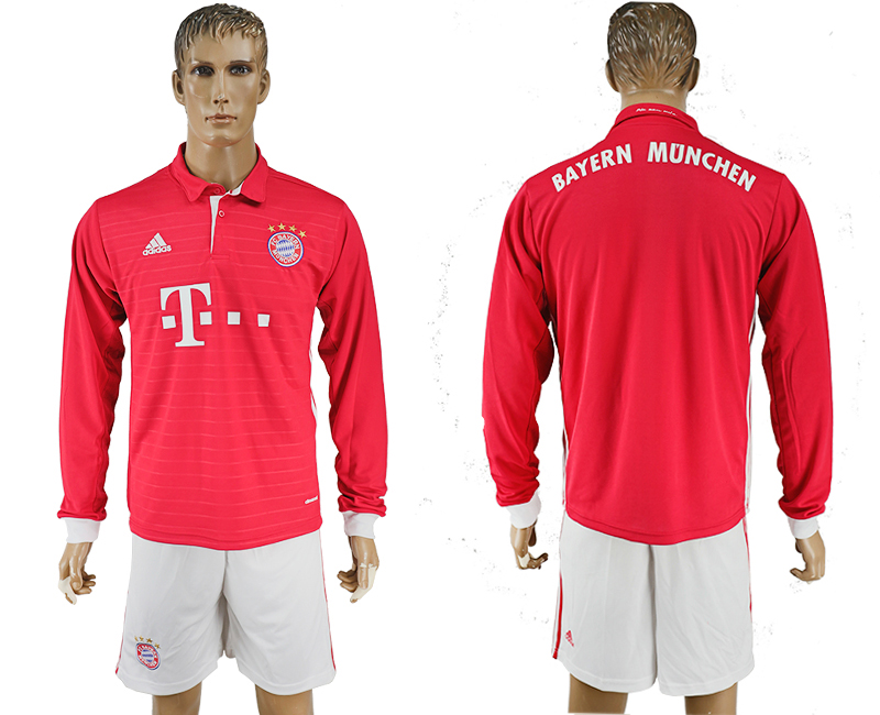 2016-17 Bayern Munich Home Long Sleeve Soccer Jersey
