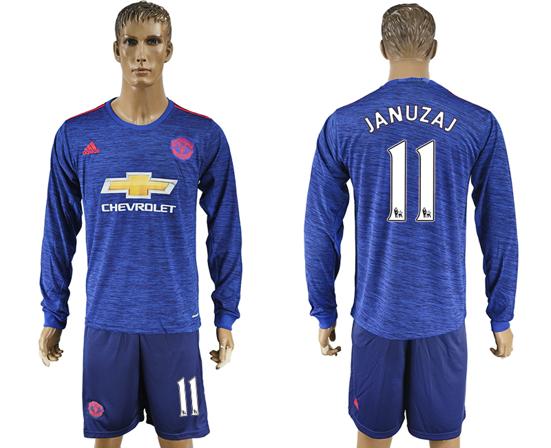 2016-17 Manchester United 11 JANUZAJ Away Long Sleeve Soccer Jersey