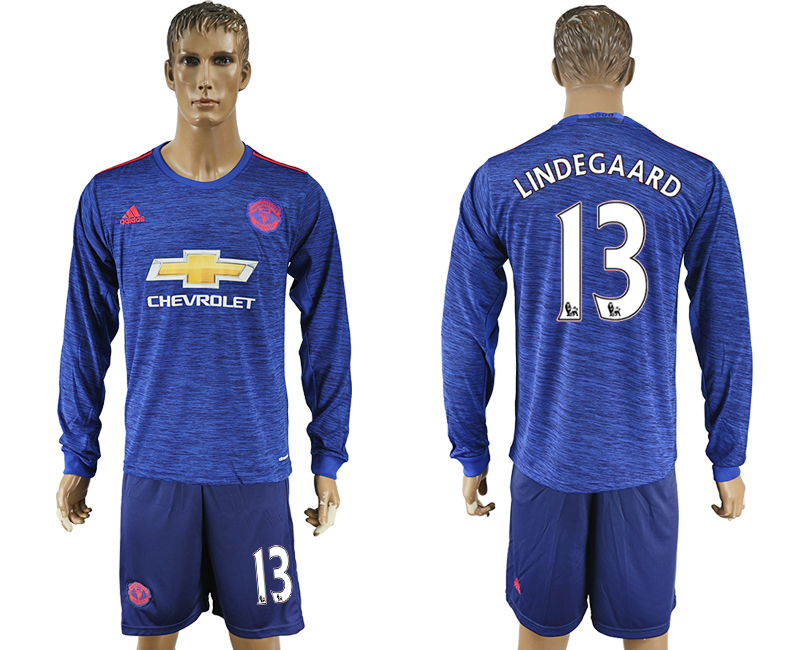 2016-17 Manchester United 13 LINDEGAARD Away Long Sleeve Soccer Jersey