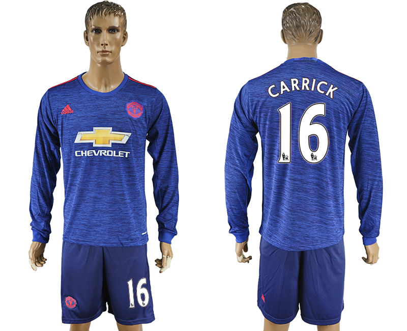 2016-17 Manchester United 16 CARRICK Away Long Sleeve Soccer Jersey