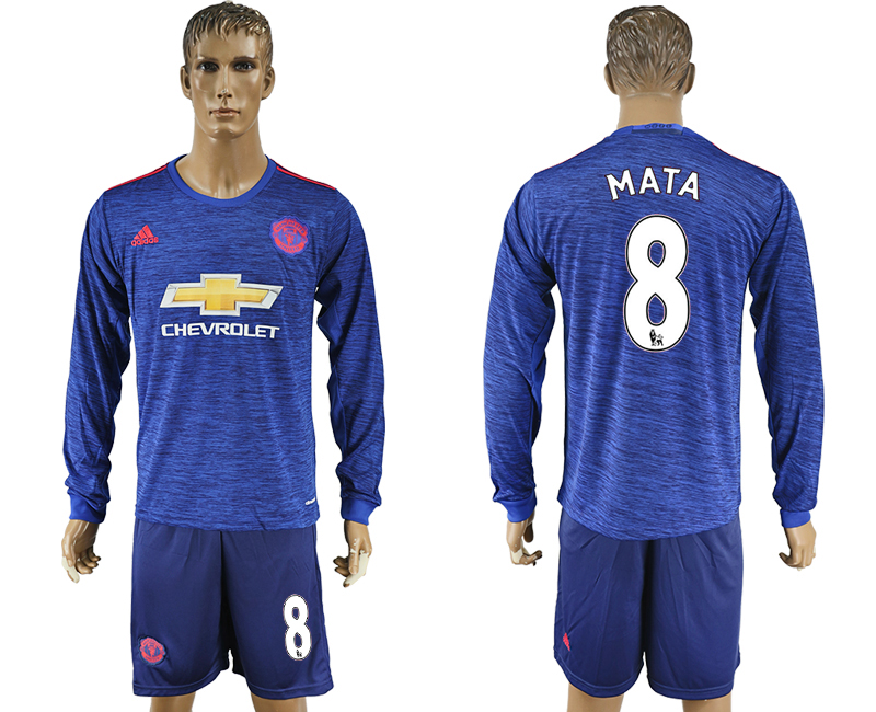 2016-17 Manchester United 8 MATA Away Long Sleeve Soccer Jersey 2016-17 Manchester United 8 MATA Away Long Sleeve Soccer Jersey