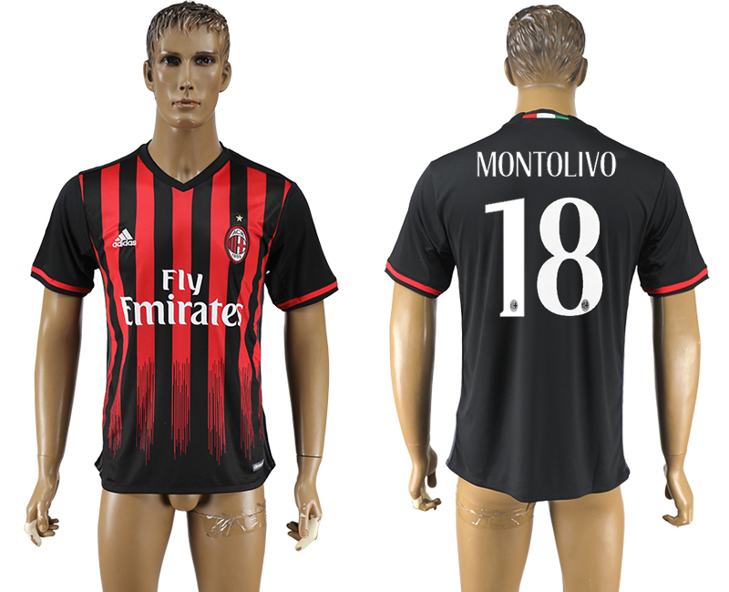 2016-17 AC Milan 18 MONTOLIVO Home Thailand Soccer Jersey