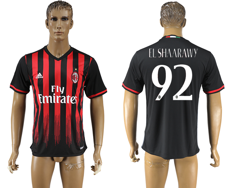 2016-17 AC Milan 92 ELSHAARAWY Home Thailand Soccer Jersey