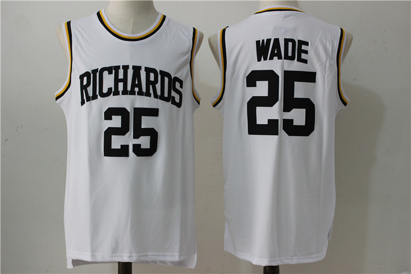 Richardson High School 25 Dwyane Wade White Basketball Jersey