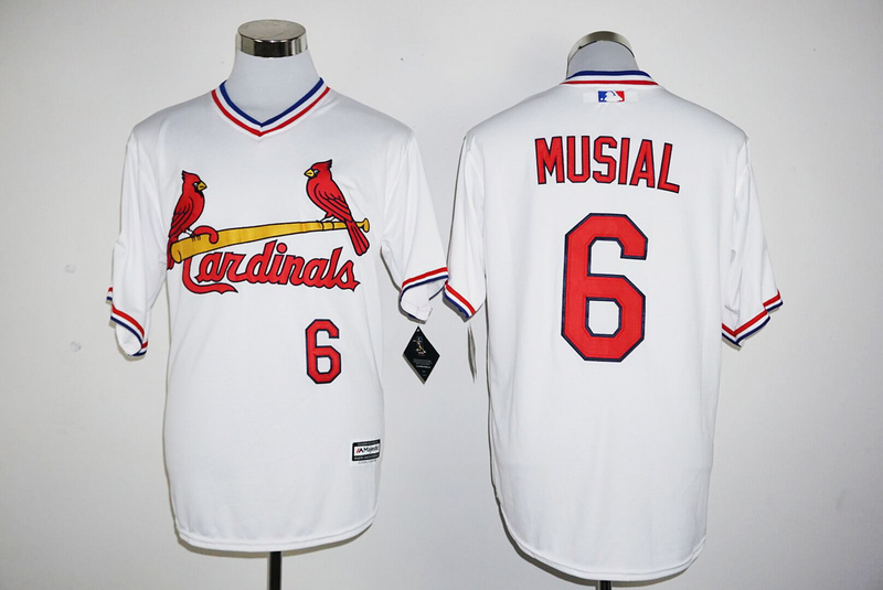 Cardinals 6 Stan Musial White New Cool Base Throwback Jersey