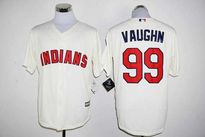 Indians 99 Ricky "Wild Thing" Vaughn Cream New Cool Base Jersey