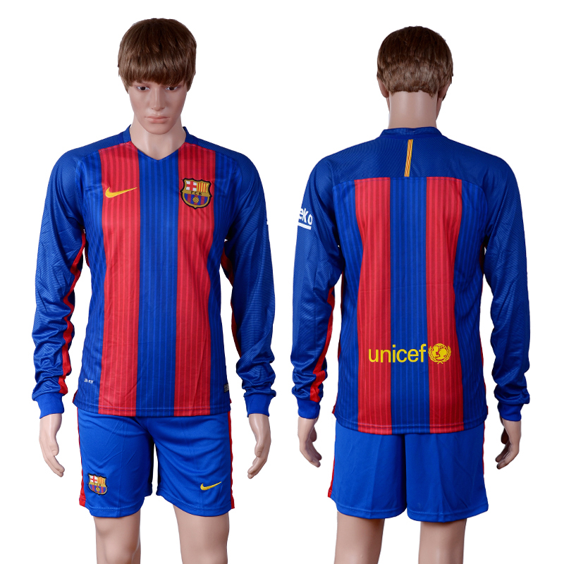 2016-17 Barcelona Home Long Sleeve Soccer Jersey