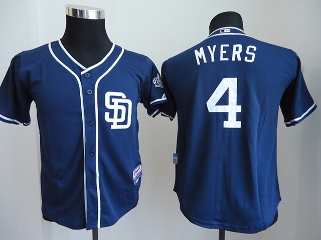 Padres 4 Wil Myers Navy Youth Cool Base Jersey
