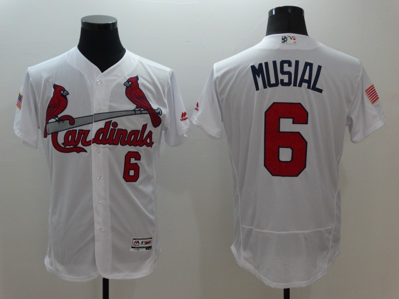 Cardinals 6 Stan Musial White Fashion Stars & Stripes Flexbase Jersey