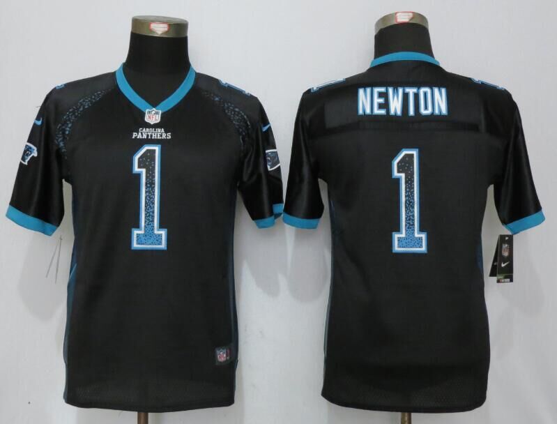 Nike Panthers 1 Cam Newton Black Youth Drift Fashion Jersey