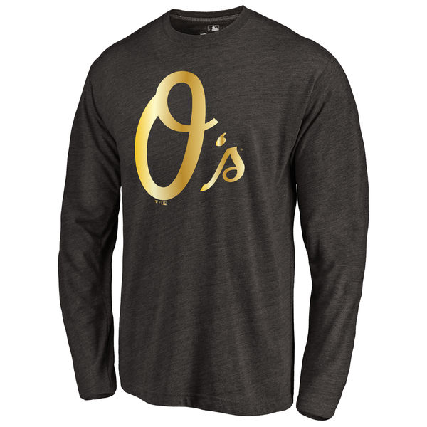 Baltimore Orioles Gold Collection Long Sleeve Tri Blend T-Shirt Black