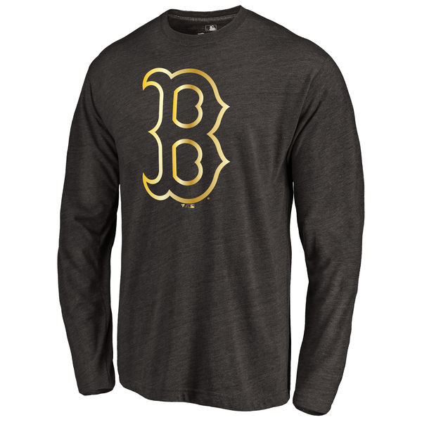 Boston Red Sox Gold Collection Long Sleeve Tri Blend T-Shirt Black