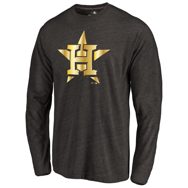 Houston Astros Gold Collection Long Sleeve Tri Blend T-Shirt Black