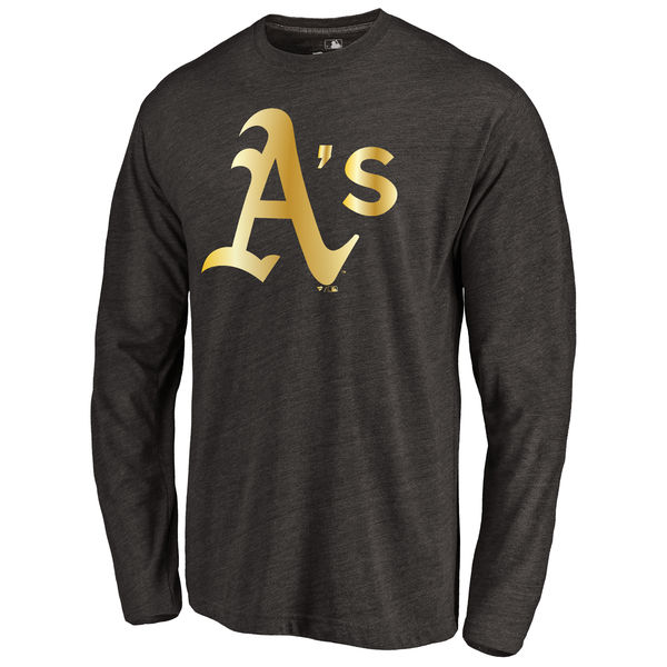 Oakland Athletics Gold Collection Long Sleeve Tri Blend T-Shirt Black
