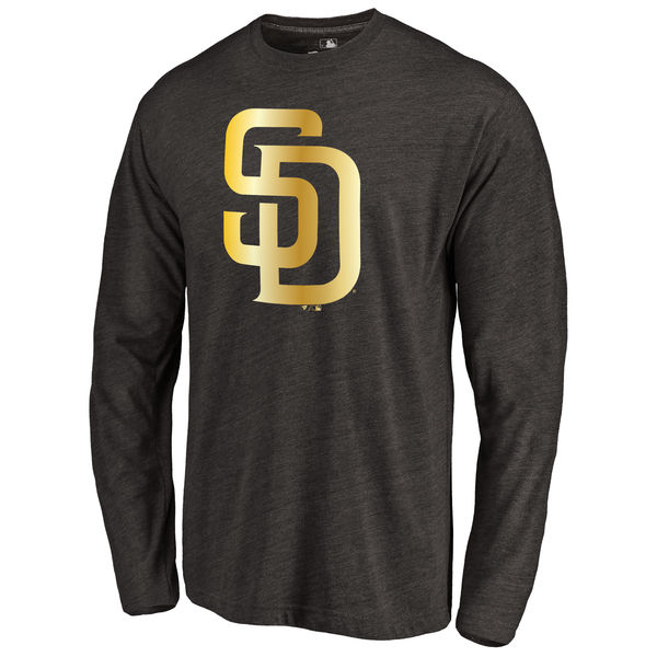 San Diego Padres Gold Collection Long Sleeve Tri Blend T-Shirt Black - Click Image to Close