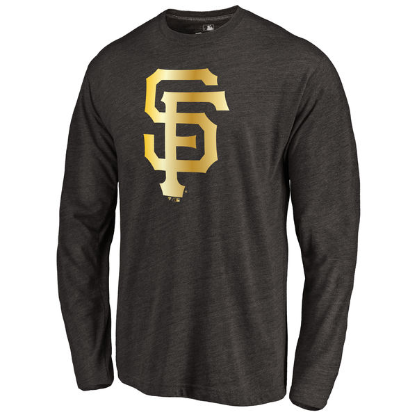 San Francisco Giants Gold Collection Long Sleeve Tri Blend T-Shirt Black - Click Image to Close