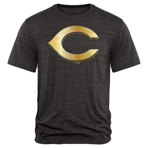 Cincinnati Reds Fanatics Apparel Gold Collection Tri Blend T-Shirt Black