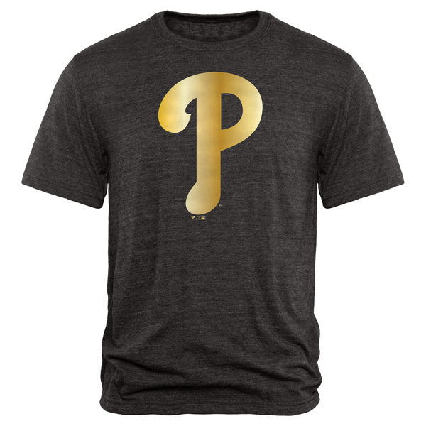 Philadelphia Phillies Fanatics Apparel Gold Collection Tri Blend T-Shirt Black