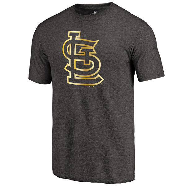 St. Louis Cardinals Fanatics Apparel Gold Collection Tri Blend T-Shirt Black - Click Image to Close