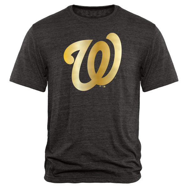 Washington Nationals Fanatics Apparel Gold Collection Tri Blend T-Shirt Black - Click Image to Close