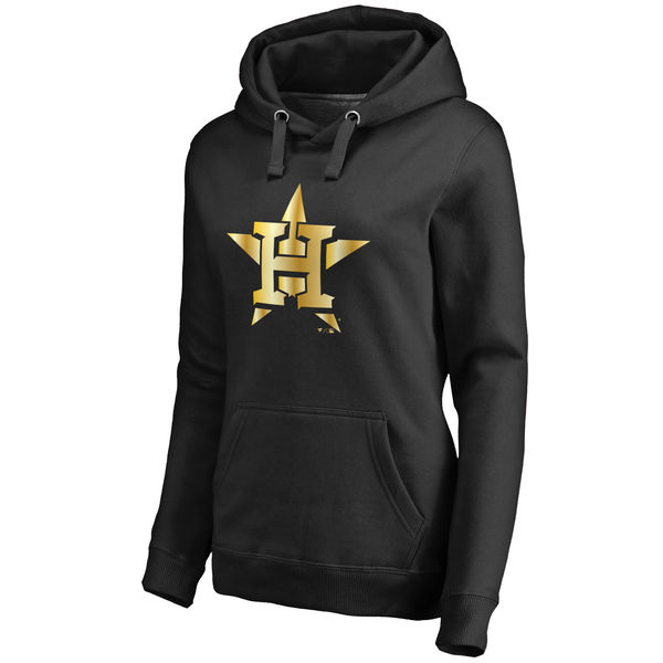 Houston Astros Women's Gold Collection Pullover Hoodie Black - Click Image to Close