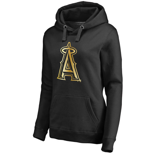 Los Angeles Angels Women's Gold Collection Pullover Hoodie Black