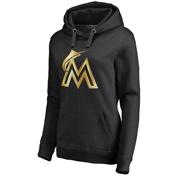 Miami Marlins Women's Gold Collection Pullover Hoodie Black