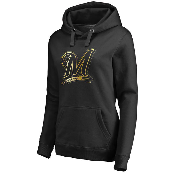 Milwaukee Brewers Women's Gold Collection Pullover Hoodie Black