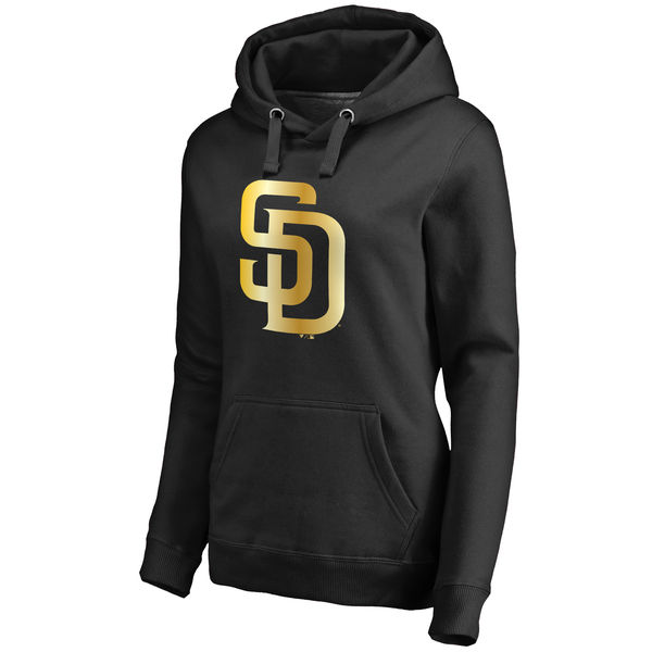 San Diego Padres Women's Gold Collection Pullover Hoodie Black