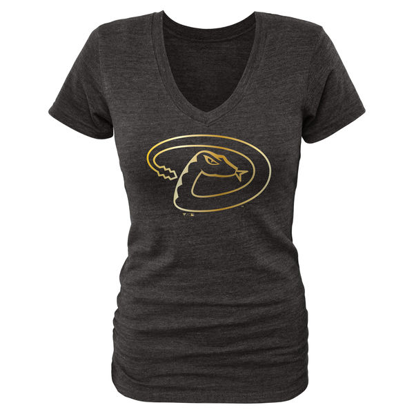 Arizona Diamondbacks Fanatics Apparel Women's Gold Collection V Neck Tri Blend T-Shirt Black