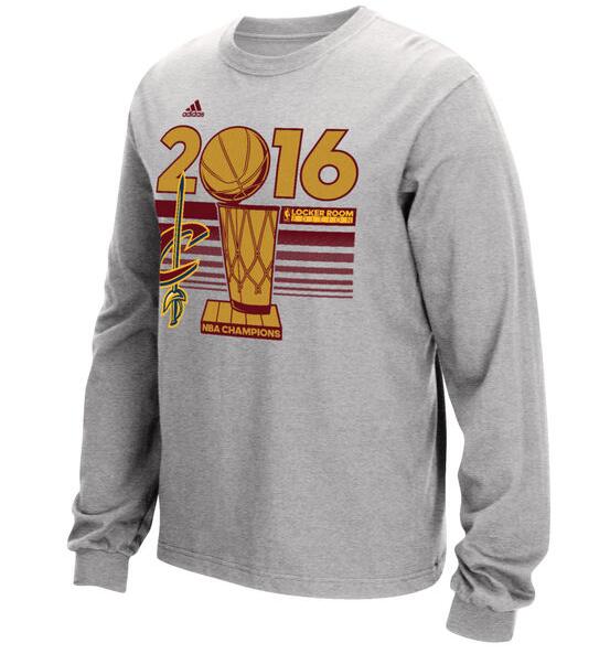 Men's Cleveland Cavaliers adidas Gray 2016 NBA Finals Champions Locker Room Long Sleeve T-Shirt