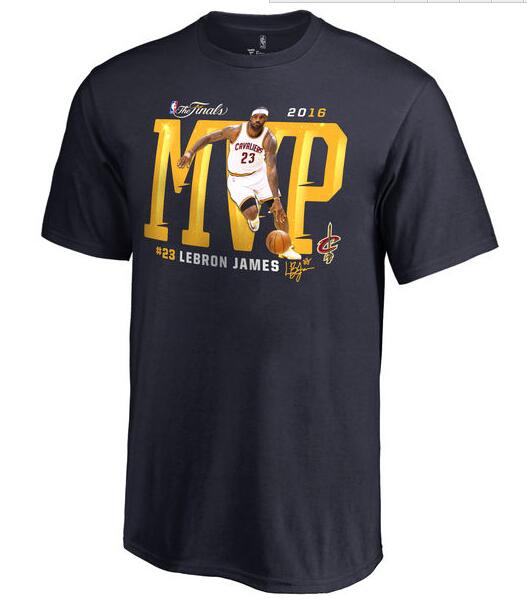 Men's Cleveland Cavaliers LeBron James Navy 2016 NBA Finals Champions MVP T-Shirt