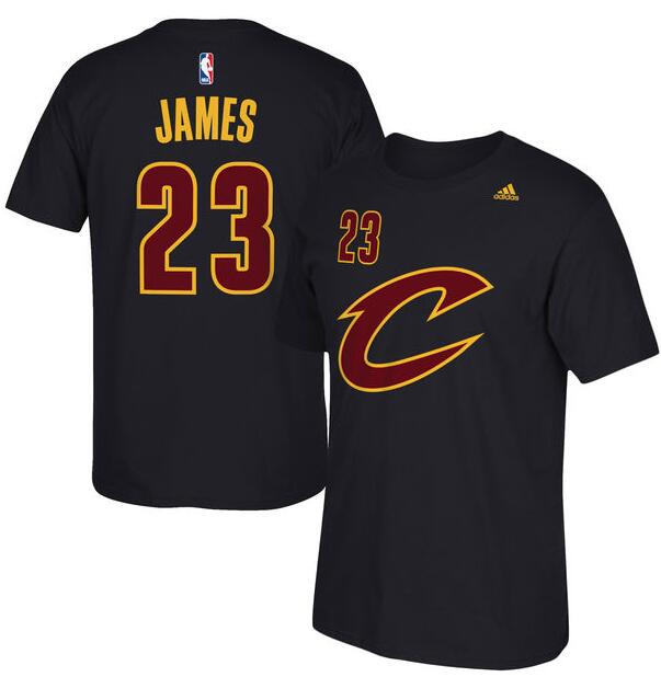 Men's Cleveland Cavaliers LeBron James adidas Black Net Number T-Shirt