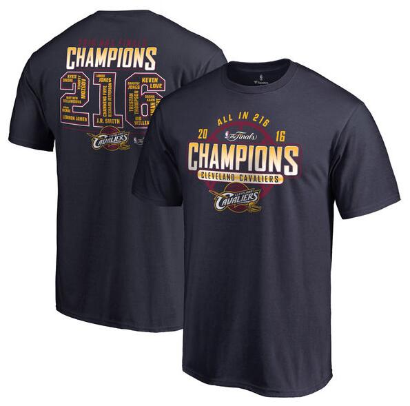 Men's Cleveland Cavaliers Navy 2016 NBA Finals Champions Roster T-Shirt