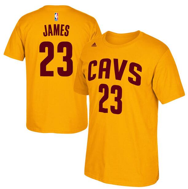 Mens Cleveland Cavaliers LeBron James adidas Gold Net Number T-Shirt