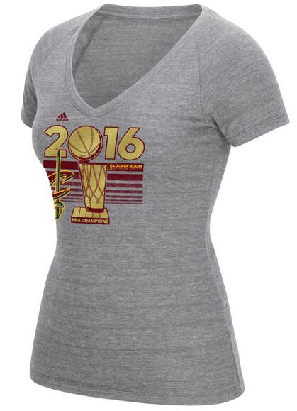 Women's Cleveland Cavaliers adidas Gray 2016 NBA Finals Champions Locker Room V Neck T-Shirt