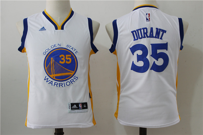 Warriors 35 Kevin Durant White Youth Swingman Jersey