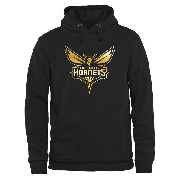 Charlotte Hornets Gold Collection Pullover Hoodie Black - Click Image to Close