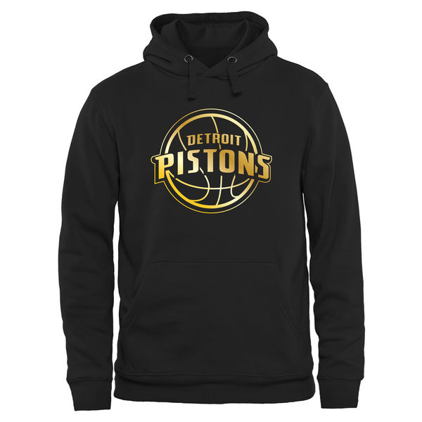 Detroit Pistons Gold Collection Pullover Hoodie Black - Click Image to Close
