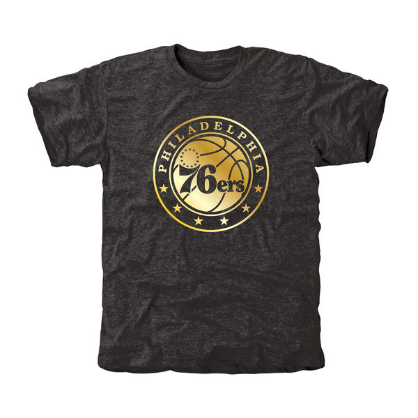 Philadelphia 76ers Gold Collection Tri Blend T-Shirt Black - Click Image to Close