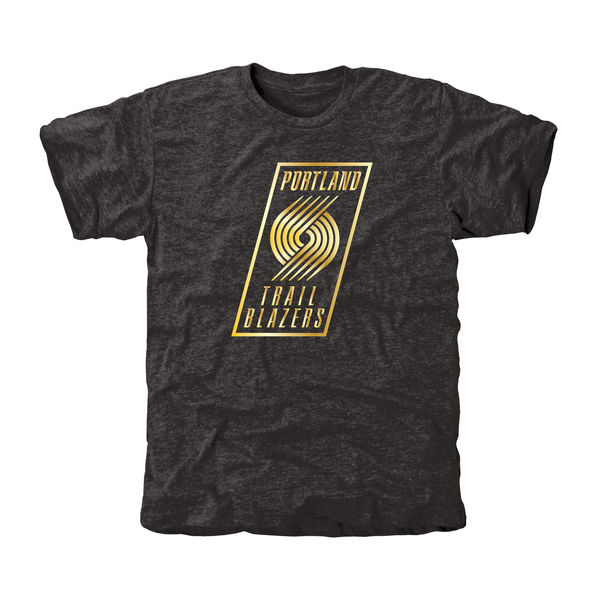 Portland Trail Blazers Gold Collection Tri Blend T-Shirt Black - Click Image to Close
