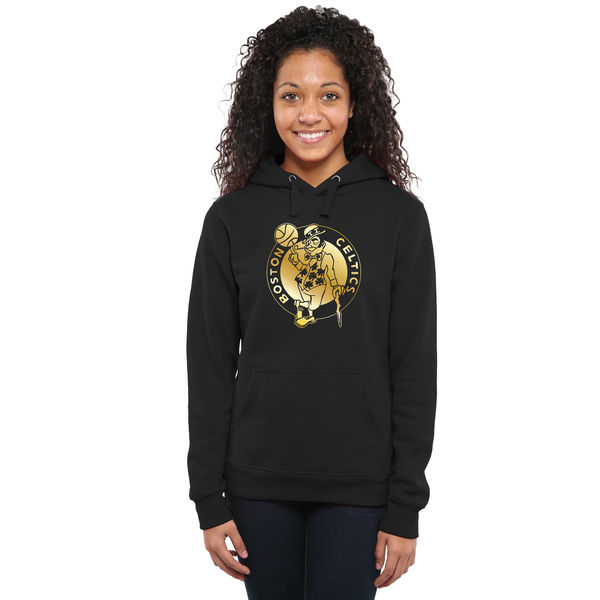 Boston Celtics Women's Gold Collection Ladies Pullover Hoodie Black - Click Image to Close