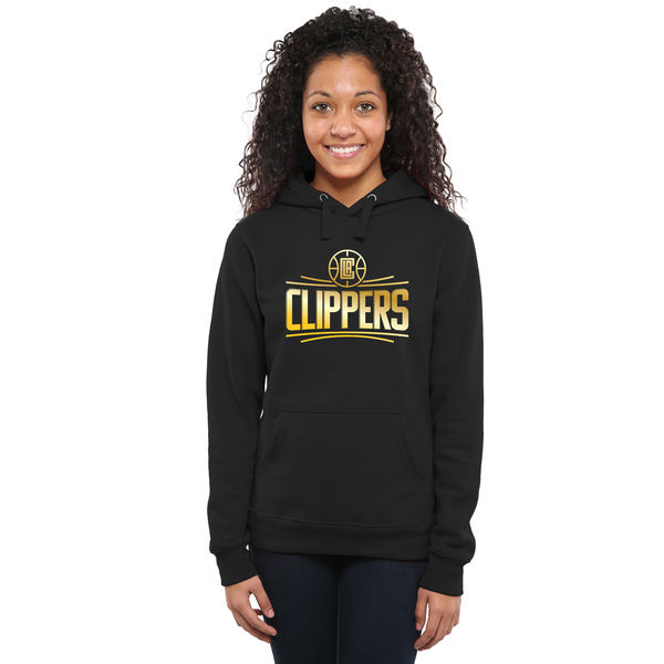 LA Clippers Women's Gold Collection Ladies Pullover Hoodie Black